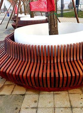 菠萝格木树池园坛座椅圆syr20230形切玻璃钢树池坐凳户外公广场花