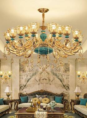 欧式客吊灯KAG厅奢华大气水晶灯现简欧用法式餐代厅卧室蓝色陶家