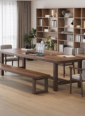 南美胡桃wyy25052木大板工办公室办公桌用家多人会议桌现代简作约