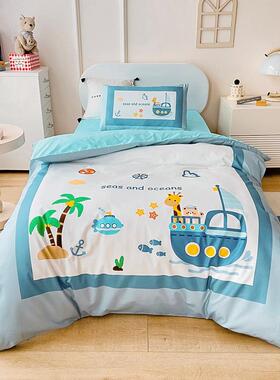 A类儿全棉斜套纹40s幼儿园被件子三件套童被褥六84313七宝宝入园