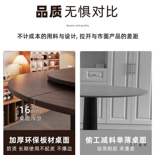 转折叠圆桌桌家用租房小户型可动折叠餐桌10人吃移饭子大STX圆桌