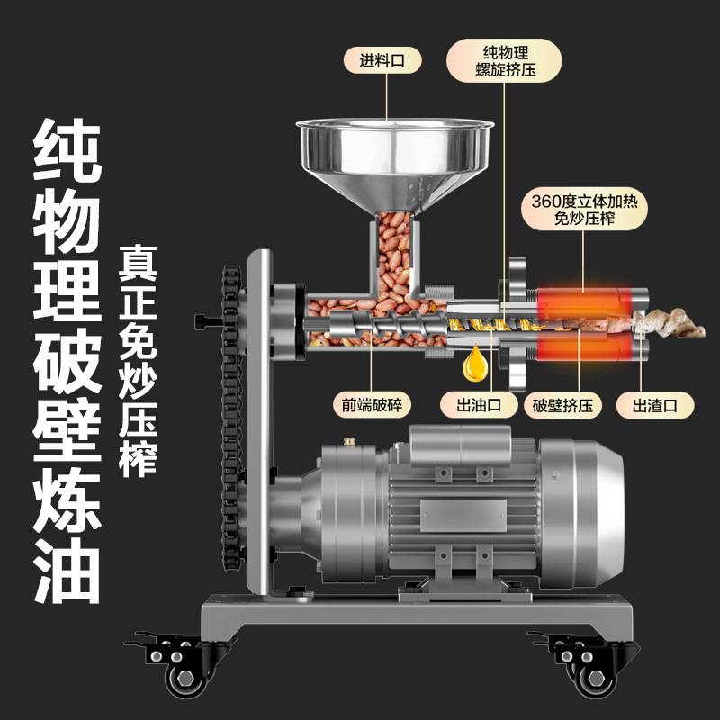家用花生榨油机不锈钢商用中型芝麻油坊小型香油机全自动压油机