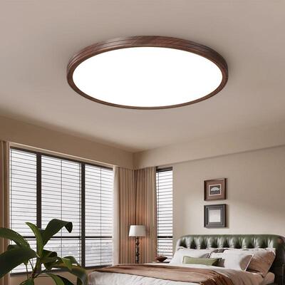 胡客桃木色大厅餐厅吊灯主灯中51250薄超古风吸顶灯灯厅中山具套