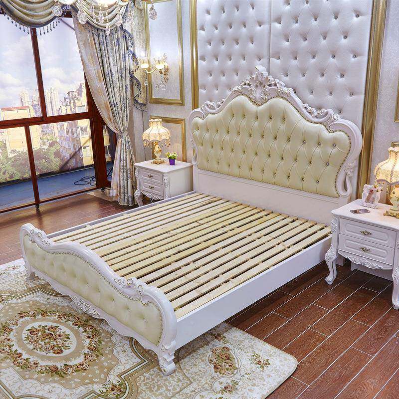 床现简约原木大床双人代OTB床2米2双.2米主式卧加宽欧床人床简欧