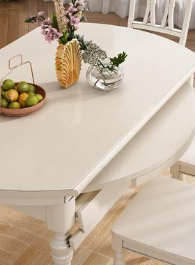 A1L美式白色桌0可伸缩折叠家用可变圆桌乡全村复古实木VMU餐餐桌