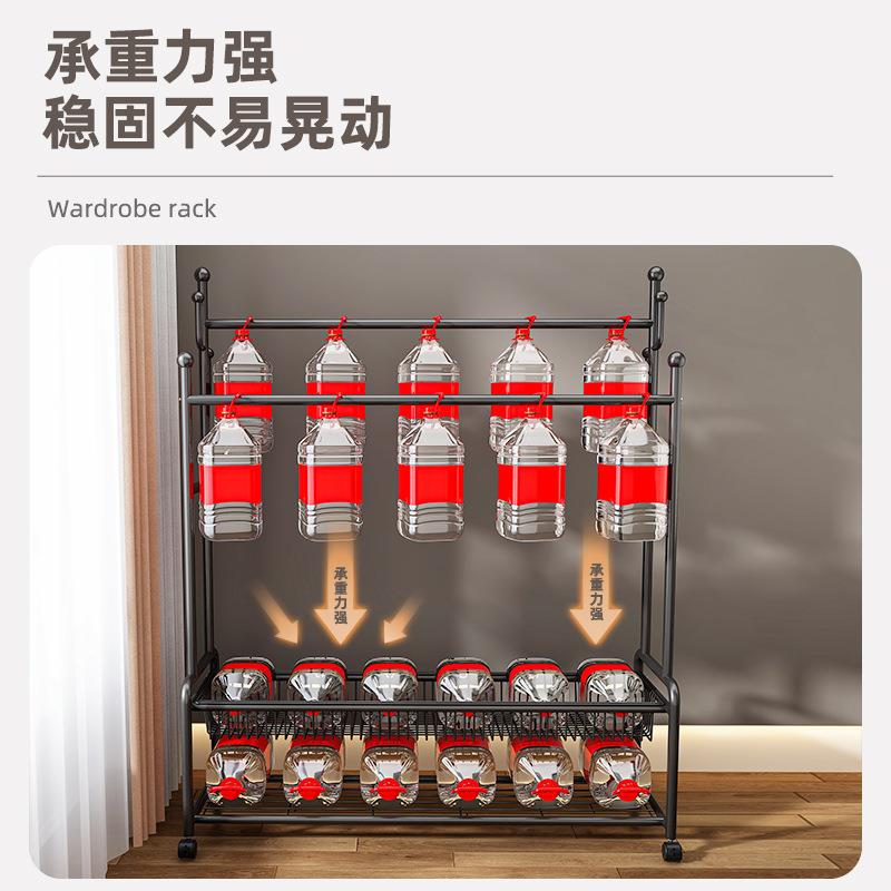 简易双杆卧室衣帽架落地移动家用客厅阳台晾晒杆衣服挂衣架置物架