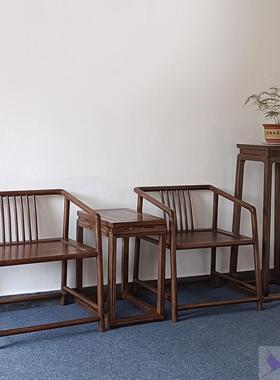 18288新中式椅子仿古圈椅南官式帽椅明家具海棠椅实师木太A椅三件