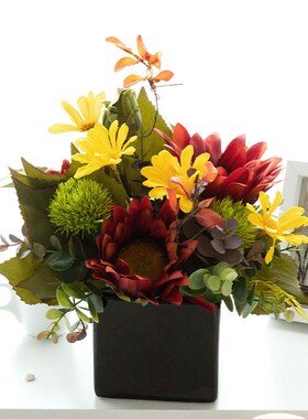 速发花假花乔订迁婚结婚喜庆红色田园风花束客厅餐桌玄关摆件盆栽