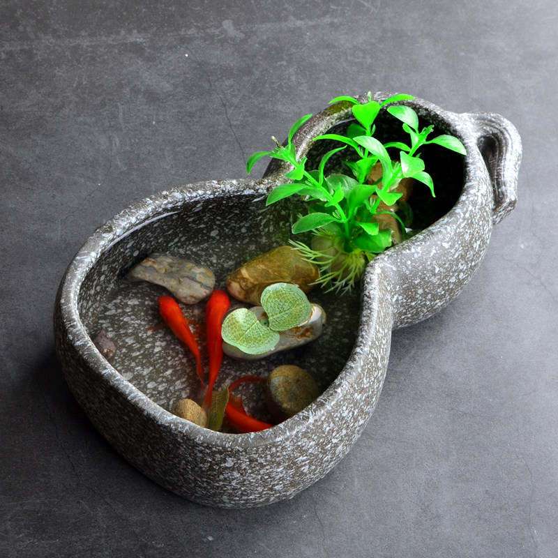 葫芦多肉a花盆大号水仙花盆陶瓷种花无孔铜钱草鱼缸个性水培植物