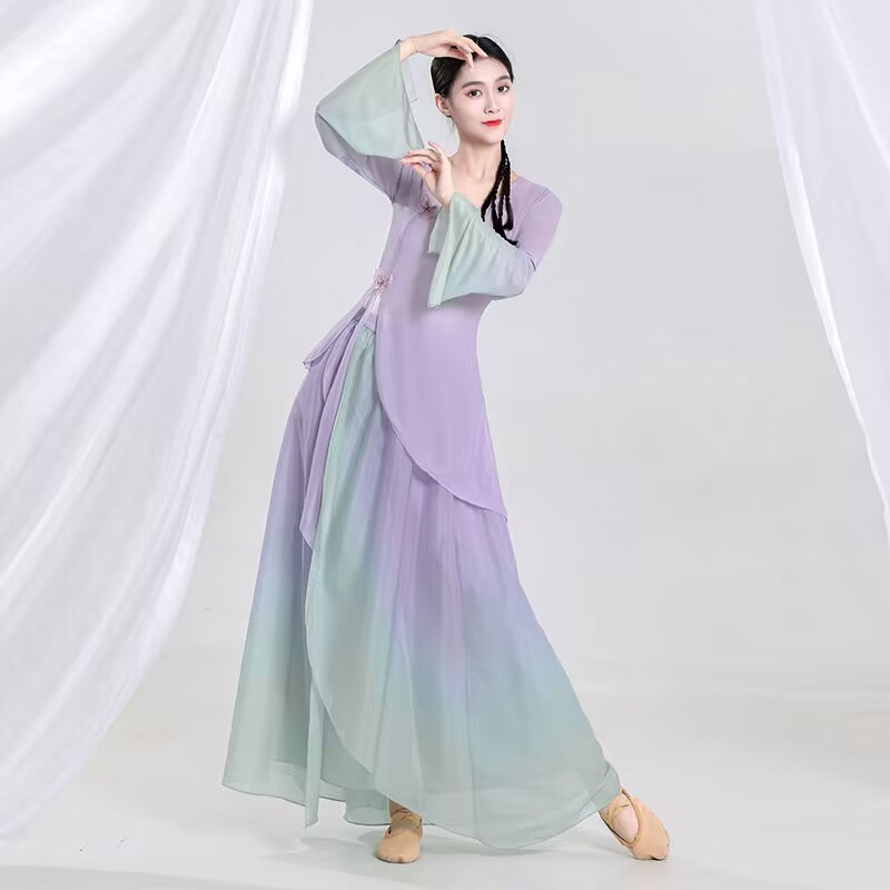 古典舞舞蹈服身韵l纱衣中国舞飘逸练功服演出服装女连衣裙表演服