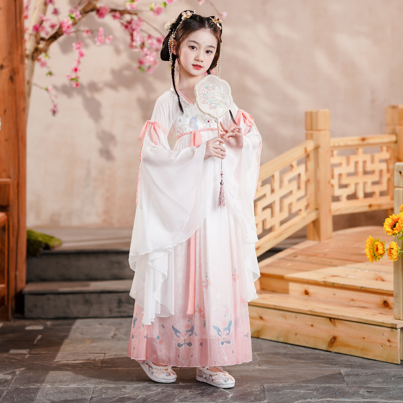汉服女童中国风襦k裙高端秋长袖儿童古装唐装连衣裙小女孩超仙古