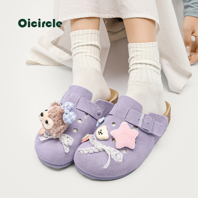 OICIRCLE【雪莉玫】小众设计洞洞鞋勃肯鞋平底包头半拖百搭森系鞋