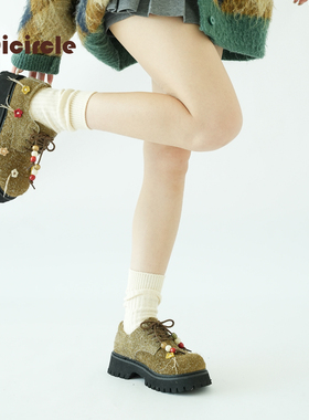 OICIRCLE原创设计【绿野仙踪】老钱风雪花牛皮大头德比厚底增高鞋