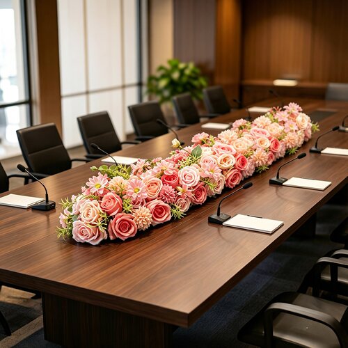 高档仿真餐桌花商务会议桌摆花