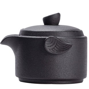 黑陶手抓壶单壶盖碗茶杯陶瓷小号泡茶壶家用O办公功夫茶具复古防