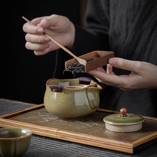越窑青瓷手抓壶大号盖碗单个高档喝泡茶碗不烫手陶V瓷功夫茶具套