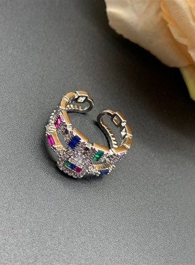 青岛中古 轻奢小众彩色个性气质款开口戒指时尚流行款戒指