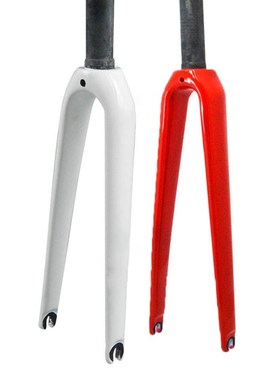 定做全碳纤维公路自行车700C无避震前叉直管28.6mm红白色单车配件