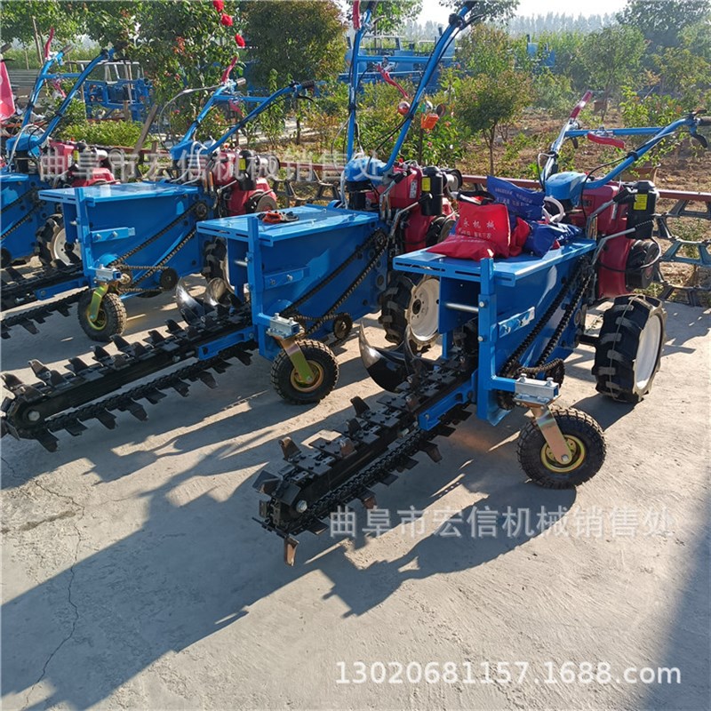 果园开沟施肥机  农用双链条式开沟机 小地块柴油风冷开沟开槽机