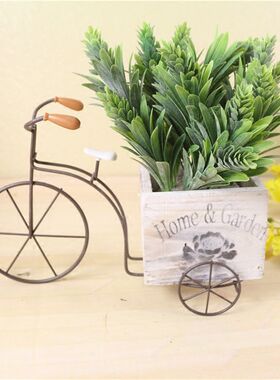 田园木质小三轮花车 家居饰品结婚摆件花瓶花器 多肉花篮木质单车