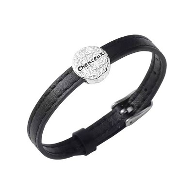 新款925银手链雕刻字母皮绳表带手环个性潮流暗黑系列手饰品