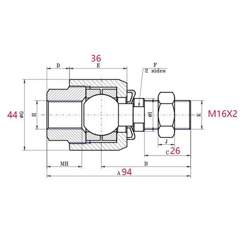 摆动M16X2浮动接头粗牙M16X2.0氣缸万向节接M27 M10X1.5X1.25
