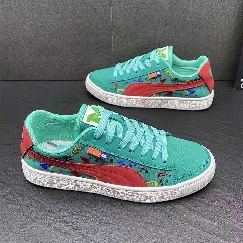 夏季男鞋2024新款布面透气一脚蹬运动鞋拼色百搭潮流防臭跑步板鞋