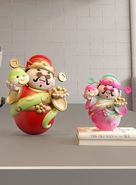 财神爷装饰蛇年摆件不倒翁客厅电视柜布置玄关桌面工位生日礼物