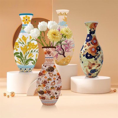 3D立体拼图花瓶积木摆件居家装饰品青花瓷花瓶客厅办公桌插花摆件
