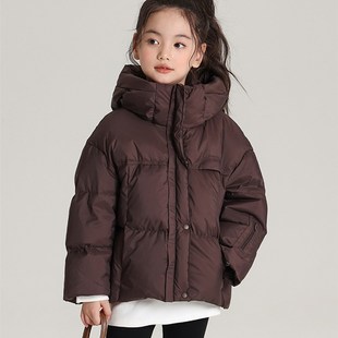 2024冬季新款儿童连帽羽绒服防水防油面料女童羽绒服90绒子含量