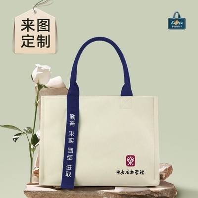 帆布包定制斜e挎购物袋简约环保袋定制logo手提文件会议包印图订
