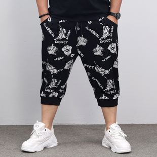 运动短裤 加肥加大男装 花裤 男宽松夏季 个性 大码 子时尚 胖子七分裤 裤