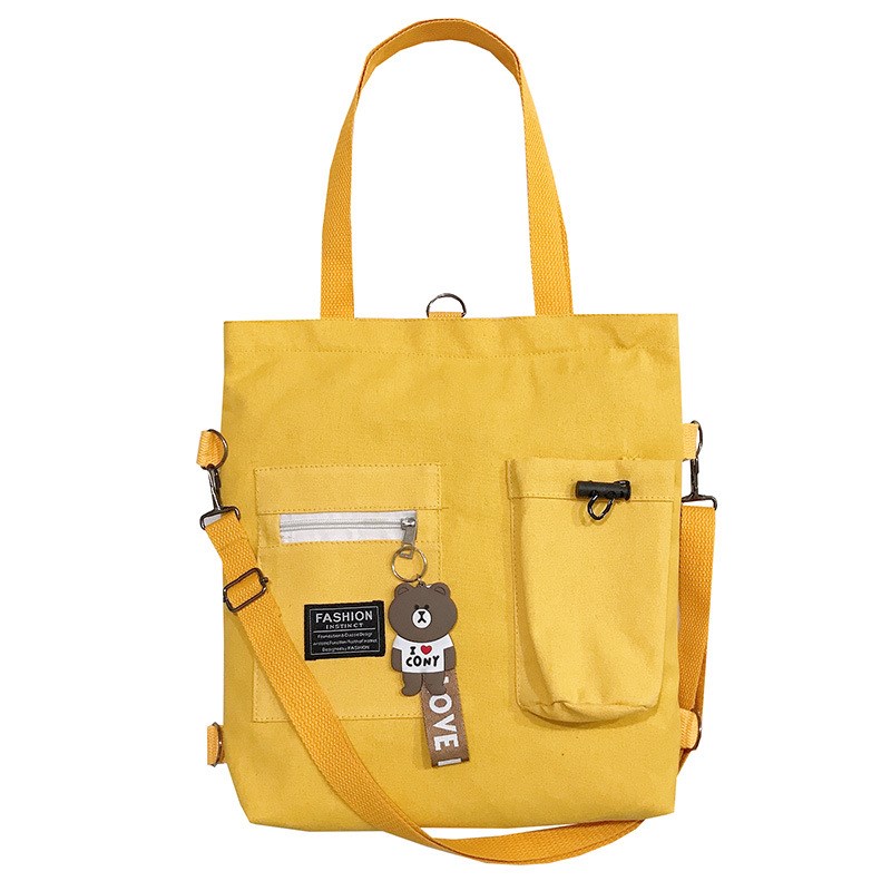 多用韩版帆布包女单肩大容量学生斜跨双肩包时尚手提帆布包女包