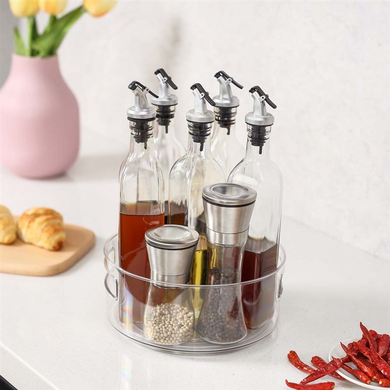 23透明收纳旋转调料架置物架厨房台面调味瓶收纳神器可旋转置物架