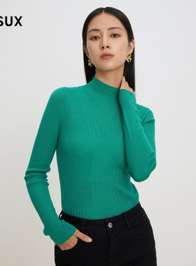 MESUX米岫秋新款双织法小高领设计舒适修身打底毛衫MKFUE415
