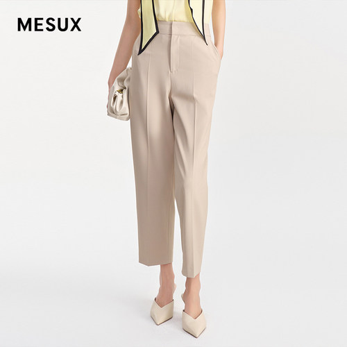 MESUX米岫夏季女装通勤显瘦休闲西装裤茧型小脚裤女MLMUQ413