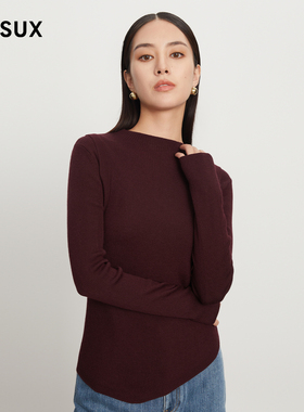 MESUX米岫冬季新羊毛不规则下摆假两件打底针织毛衫MKWUE434