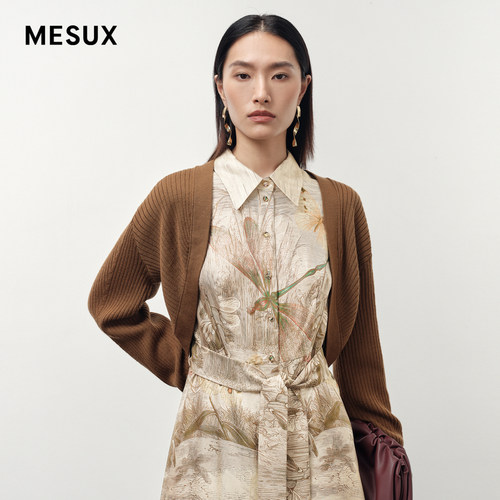 MESUX米岫秋季新品毛织坎肩女针织衫坎夹MLFUE518
