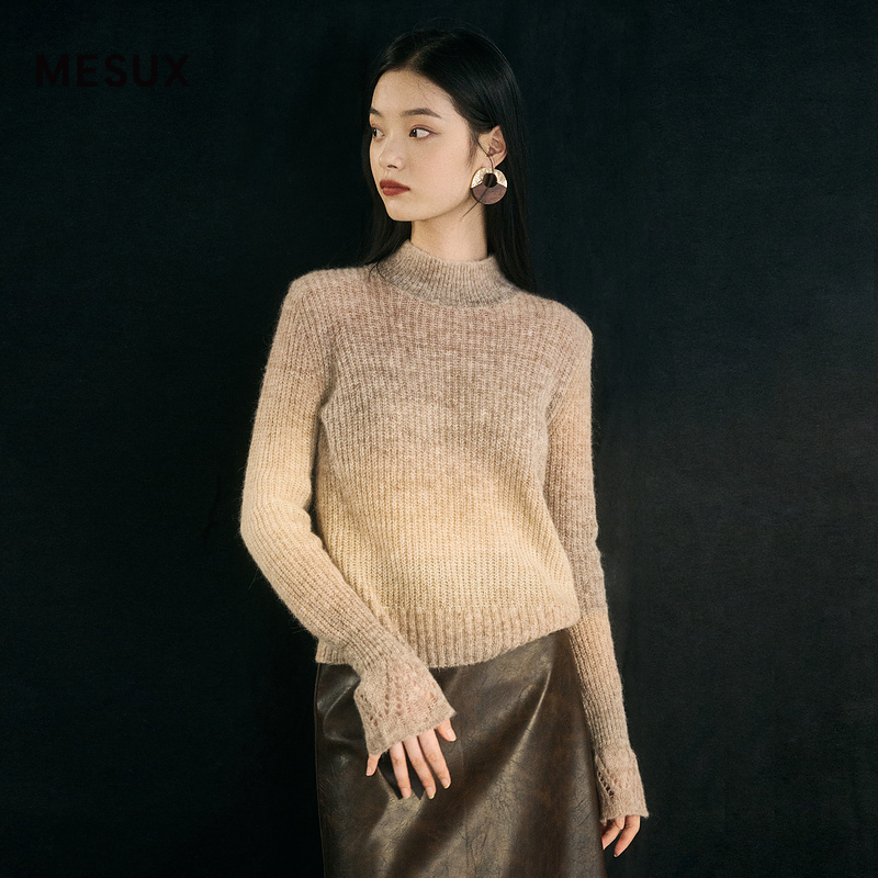 MESUX米岫【进口面料】羊驼毛绵羊毛晕染针织毛衫女MMWUE426