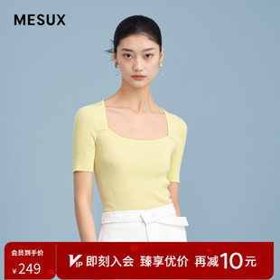 MESUX米岫方领法式 上衣MKMDE301 复古针织时尚 短袖