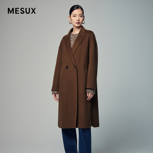 领长大衣MKWUI330 驼绒澳毛双面呢翻领西装 MESUX米岫冬季 新品