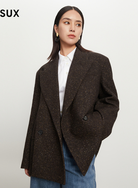 MESUX米岫冬季【韩国进口面料】腰带毛呢系带西装式大衣MKWUI204