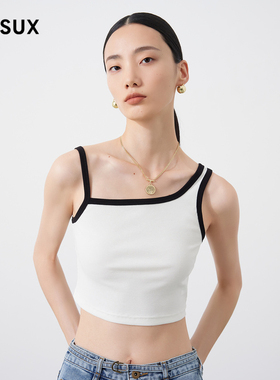 MESUX米岫新型面料玻尿酸斜领露肩吊带背心MKSDA102