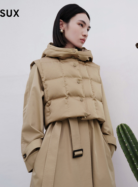 MESUX米岫冬季设计帽领收腰两件式风衣羽绒（两件套）MKWUL402