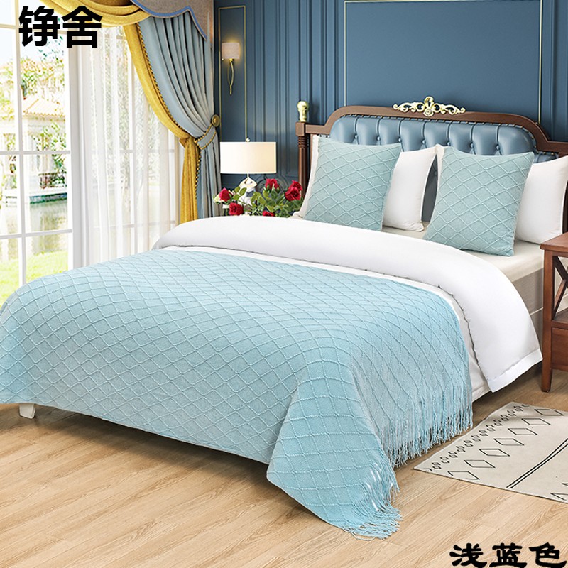 民宿酒店宾馆公寓轻奢针织床旗床尾巾毯子沙发毯北欧时尚家用床盖