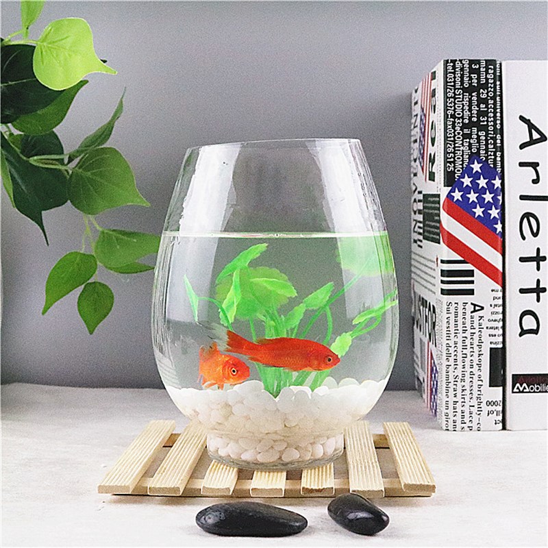 包邮圆形创意生态迷你造景小型鱼缸桌面金鱼缸玻璃乌龟缸水培花瓶