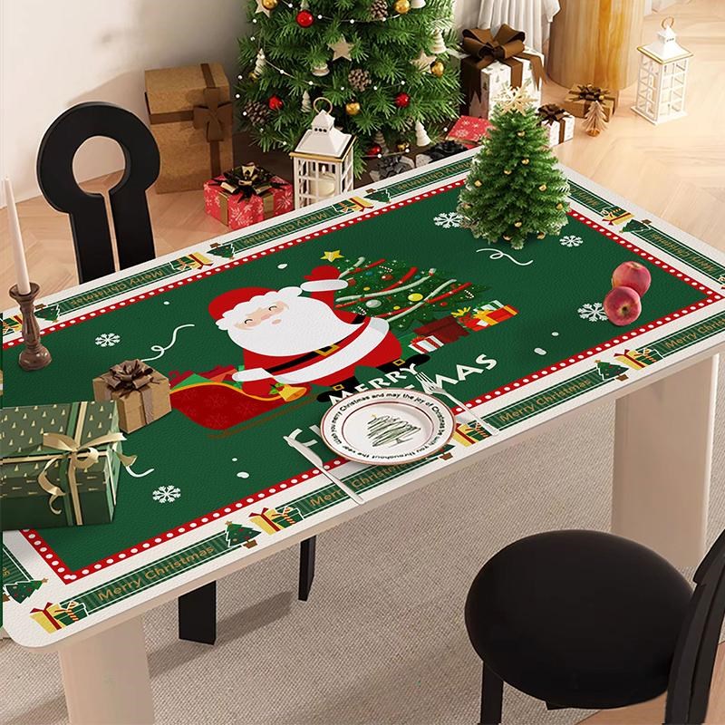圣诞老人餐桌垫防水防油圣诞树氛围装饰防烫免洗茶几桌面保护垫