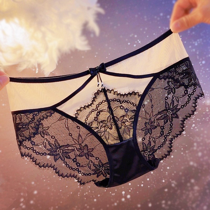 2025新款法式轻奢性感女士内裤蕾丝网纱中低腰三角裤无痕