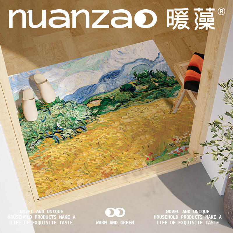 暖藻 梵高油画可裁剪进门地垫入户门垫可擦洗皮革脚垫进门口地毯