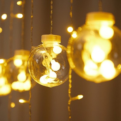 led彩灯串灯满天星星灯装饰灯室内房间卧室氛围灯网红灯圆球挂灯